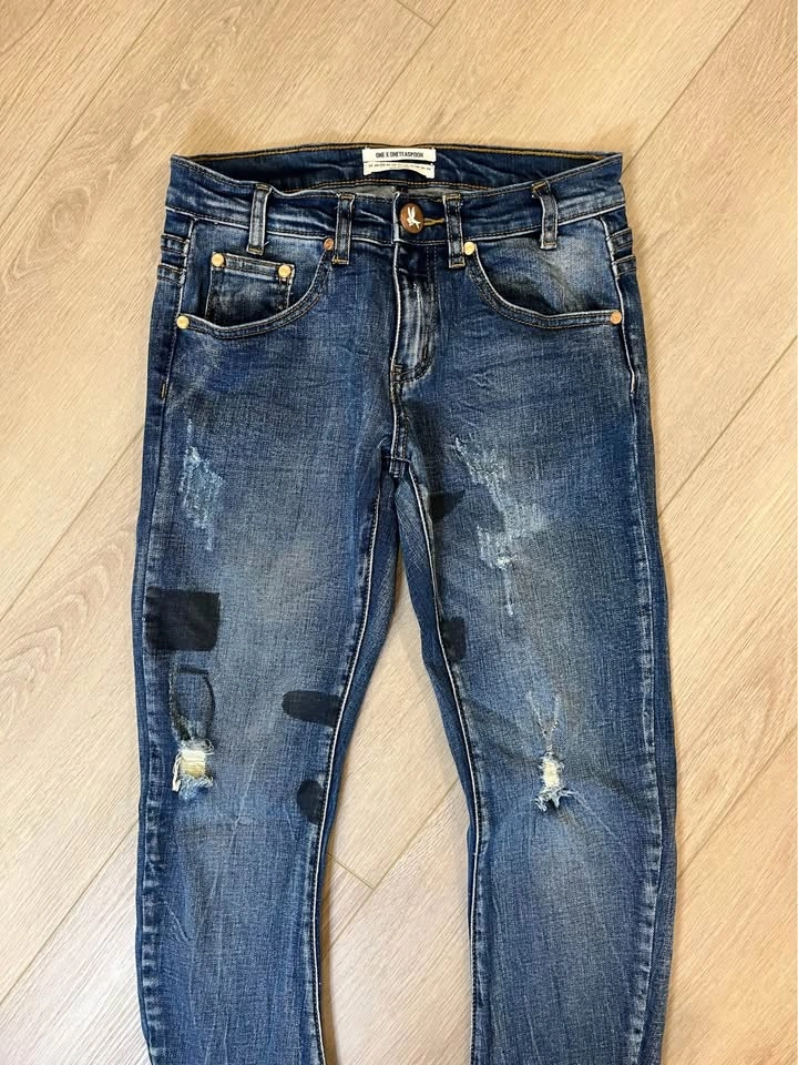 ONE TEASPOON Dark Blue Distressed Skinny Jeans - photo 2