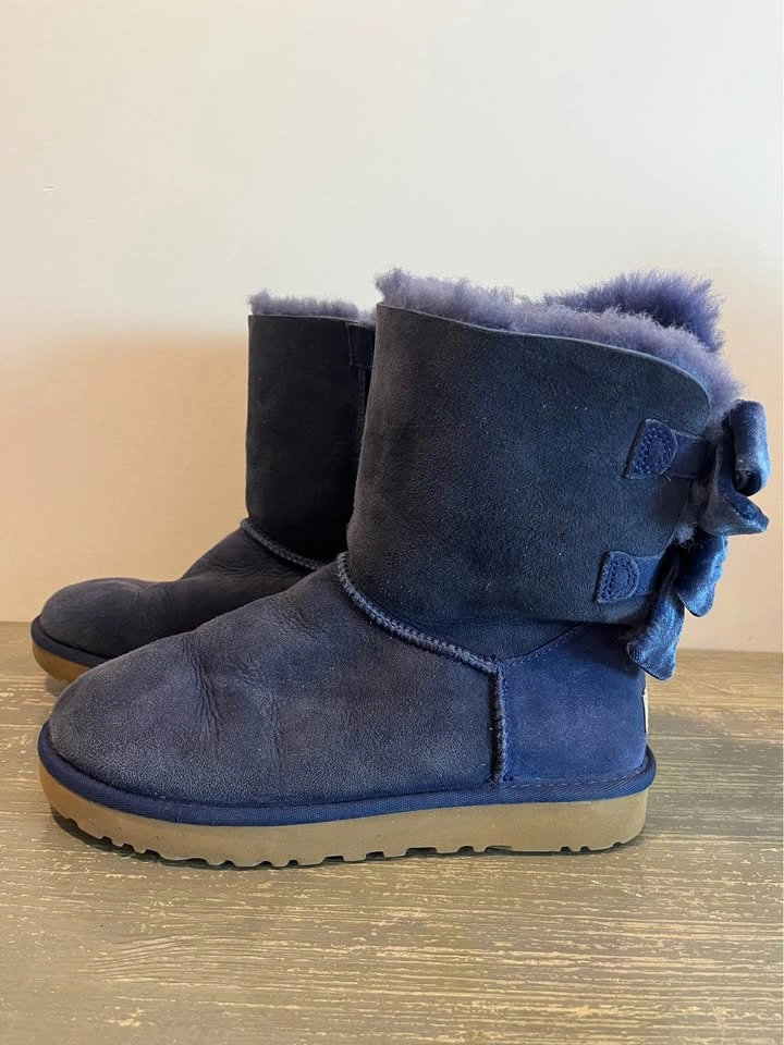 UGG BAILEY BOW II VELVET RIBBON SKY BLUE BOOTS Size 7 - photo 3