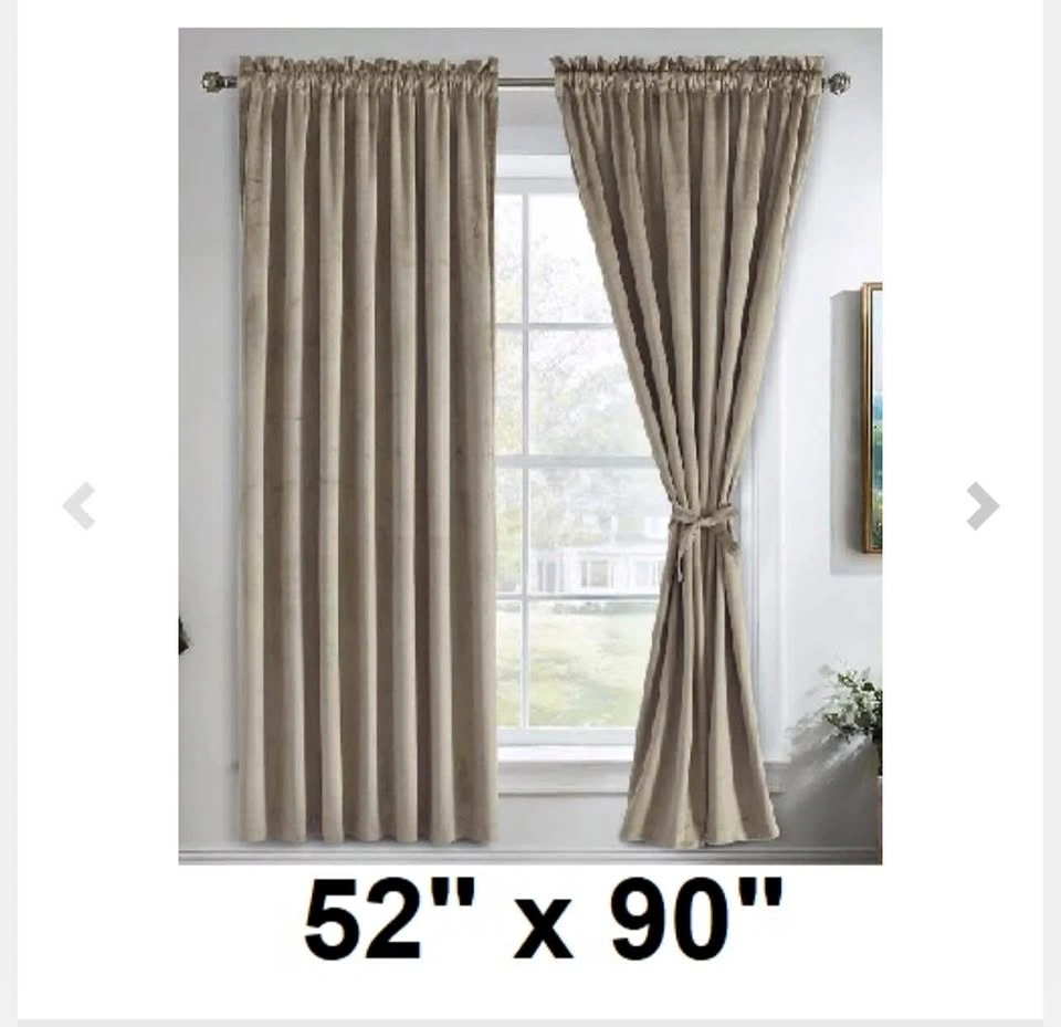 (2 PANEL SET) JIUZHEN ROD POCKET VELVET CURTAINS - 52" X 90" - T