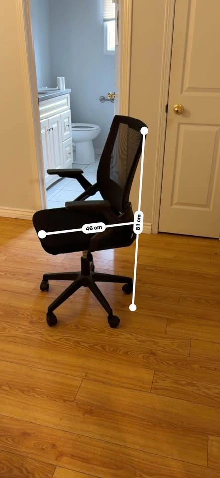 Black Mesh Office Chair with Flip-Up Arms - photo 2