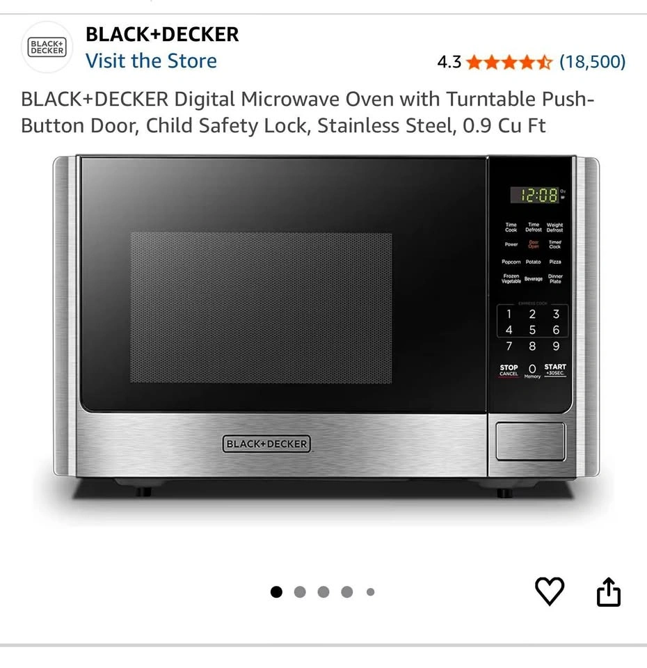 BLACK+DECKER 0.9 Cu Ft Digital Microwave – Stainless Steel