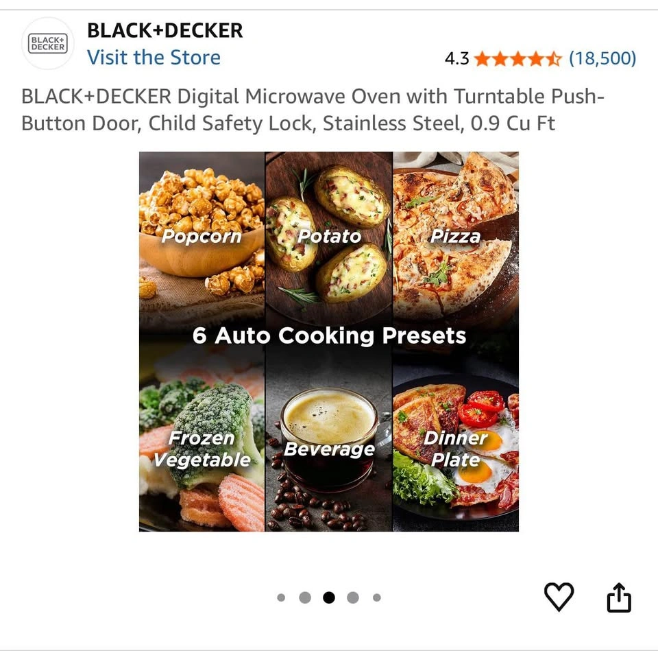 BLACK+DECKER 0.9 Cu Ft Digital Microwave – Stainless Steel - photo 2