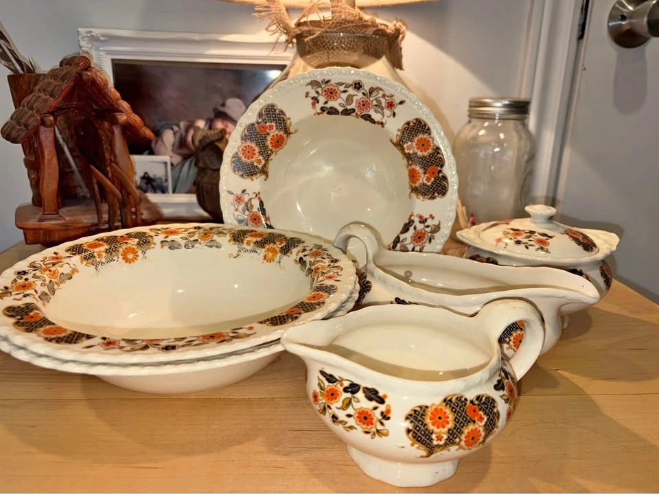 Vintage Myott Son & Co "Derwood" China Serving Set Floral