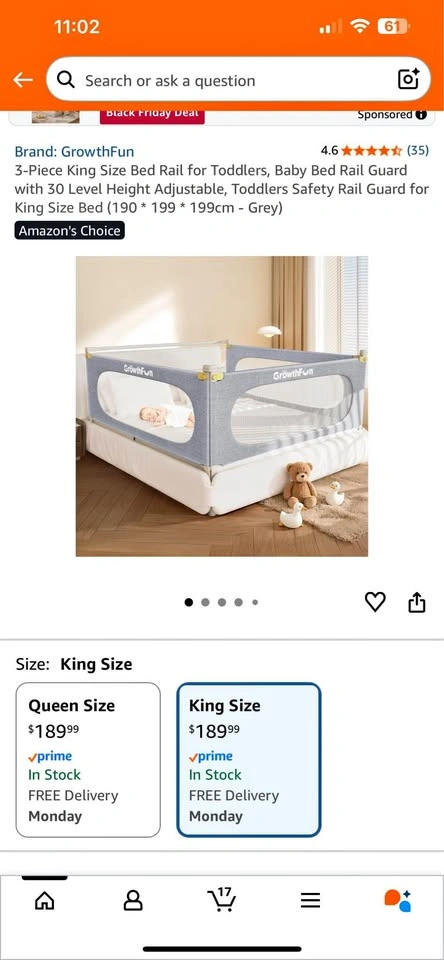 Brand new ! 3-Piece King Size Bed Rail