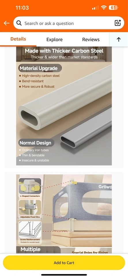 Brand new ! 3-Piece King Size Bed Rail - photo 3