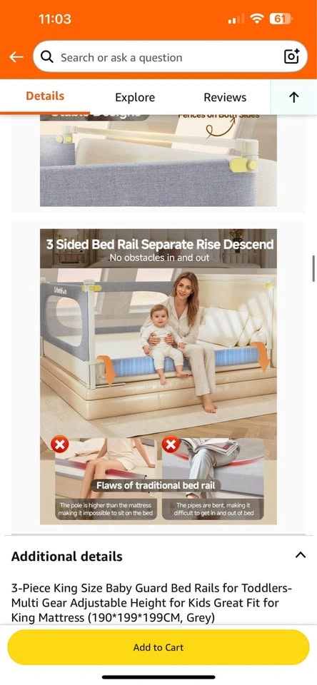 Brand new ! 3-Piece King Size Bed Rail - photo 4