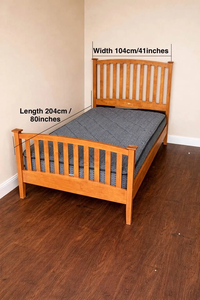 Solid wood twin bed frame & mattress - photo 2