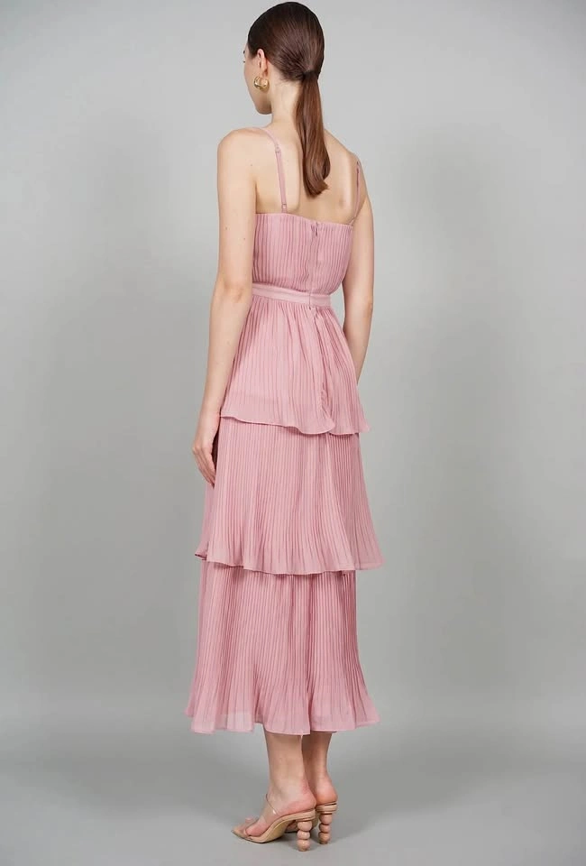 Flowy Tiered Maxi Dress Pink Size S - photo 2