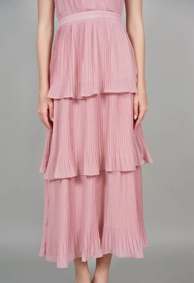 Flowy Tiered Maxi Dress Pink Size S - photo 3