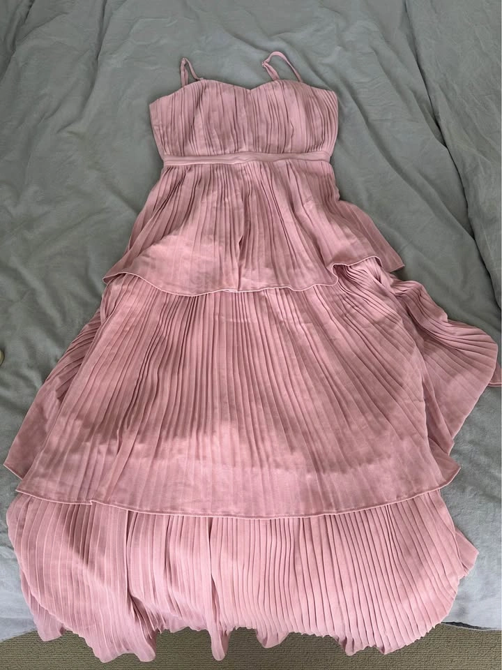 Flowy Tiered Maxi Dress Pink Size S - photo 4