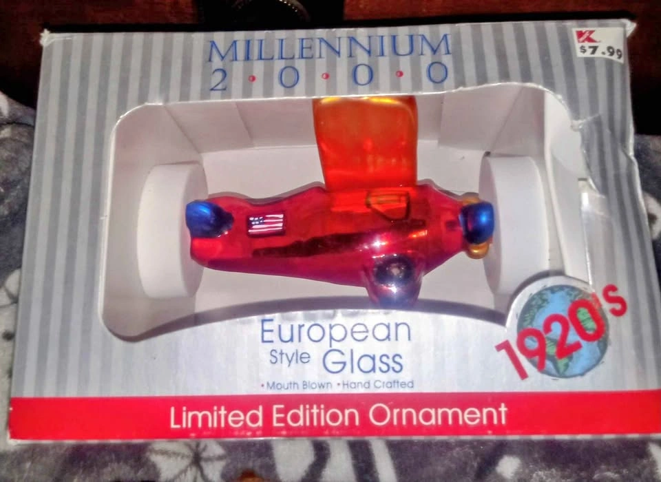 Vintage Millennium 2000 Glass Airplane