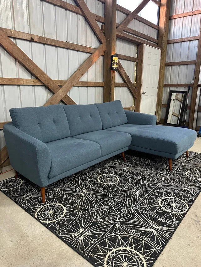 Leon’s MCM style L sectional in blue image indicator(3)