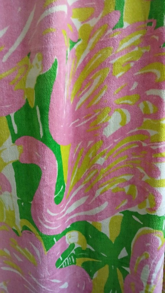 Large Velour Flamingo Print Beach Towel - photo 2