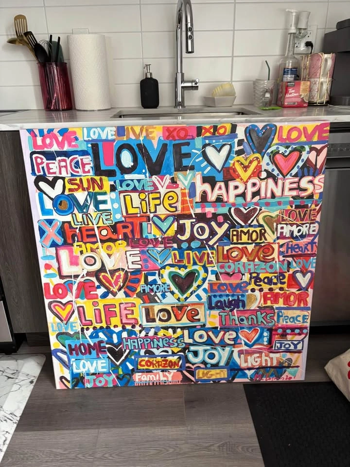 Large colourful canvas painting