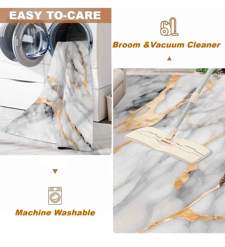 5x7 Grey Gold Marble Area Rug – Non-Slip Washable Carpet 5'x7' ( - photo 5