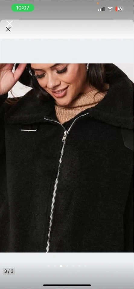 Missguided Black Aviator Teddy Mid-Length Coat, Size US 18 - photo 3