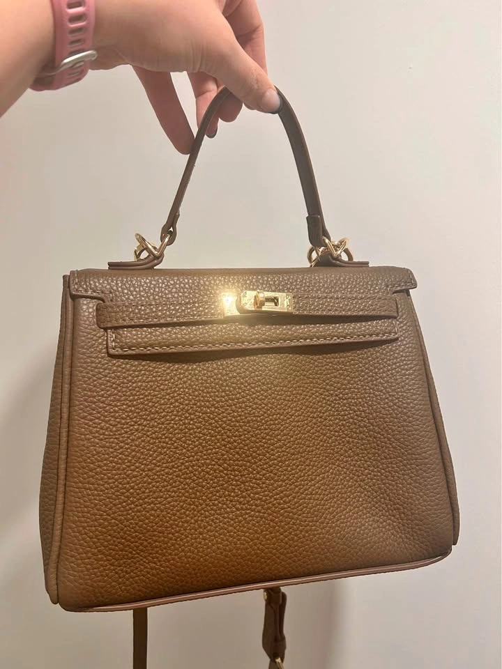 Handmade Popsewing Bag Taupe 25cm