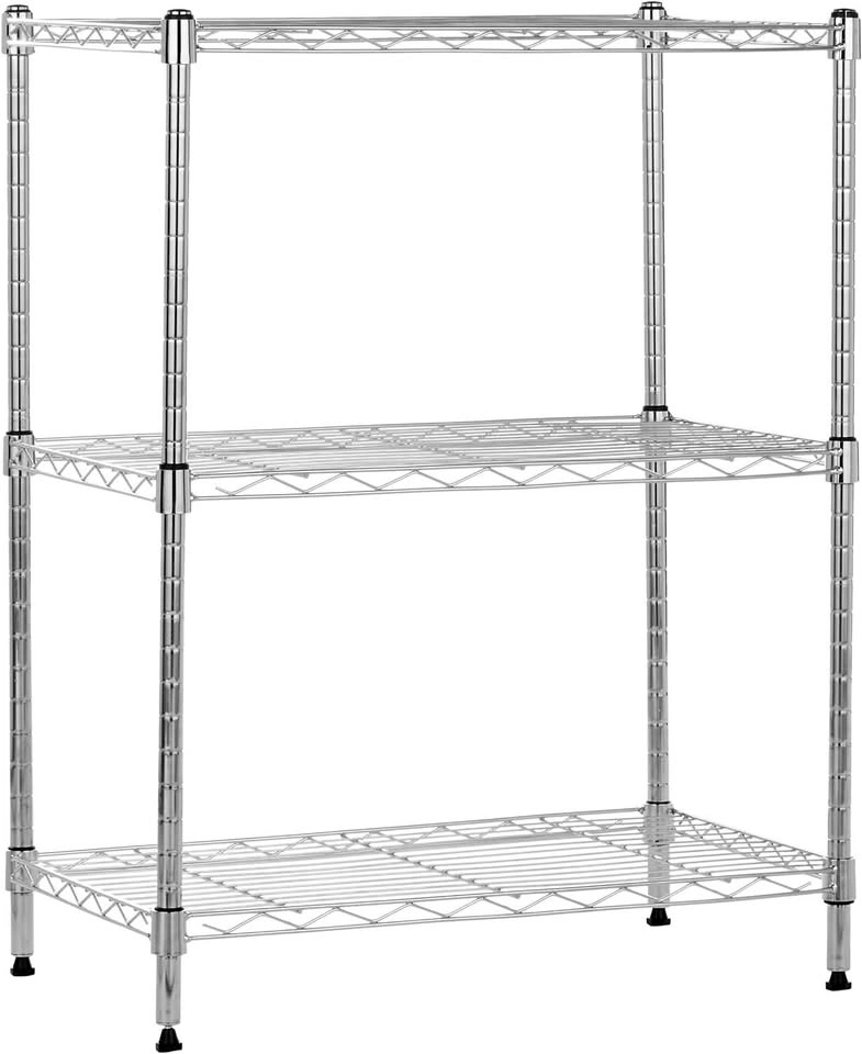 3-Shelf Adjustable Steel Wire Rack Storage Organizer