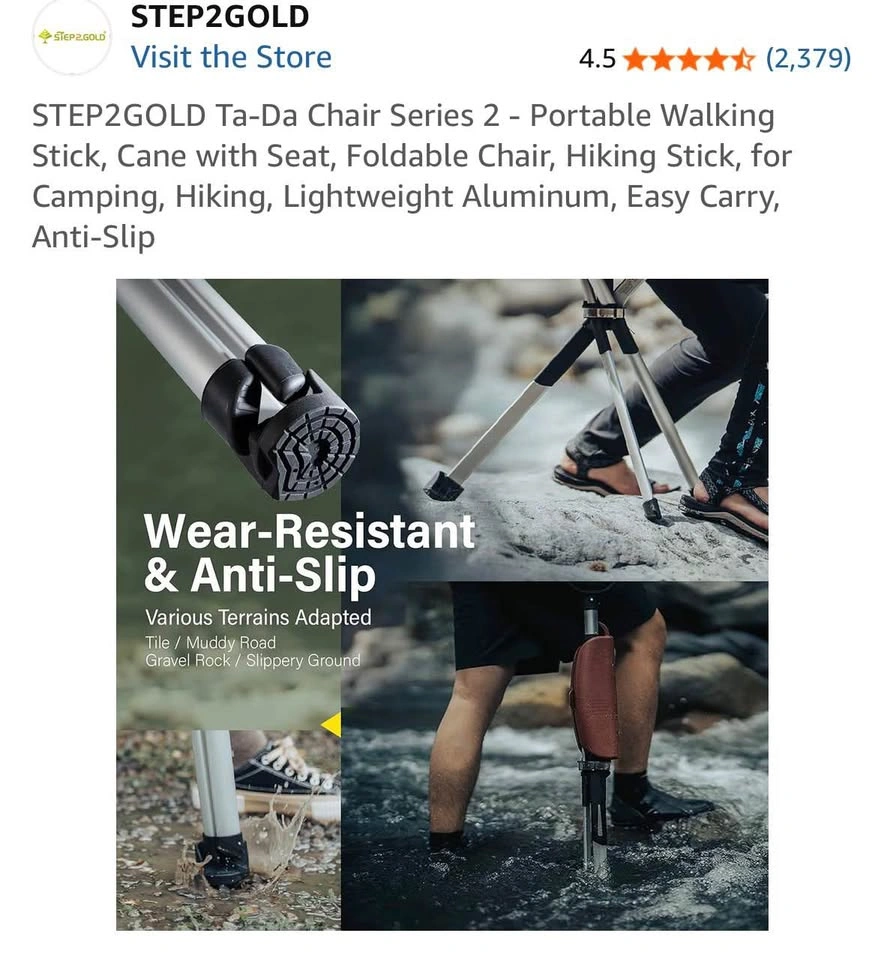 Portable walking stick/Cane with seat STEP2GOLD - photo 5