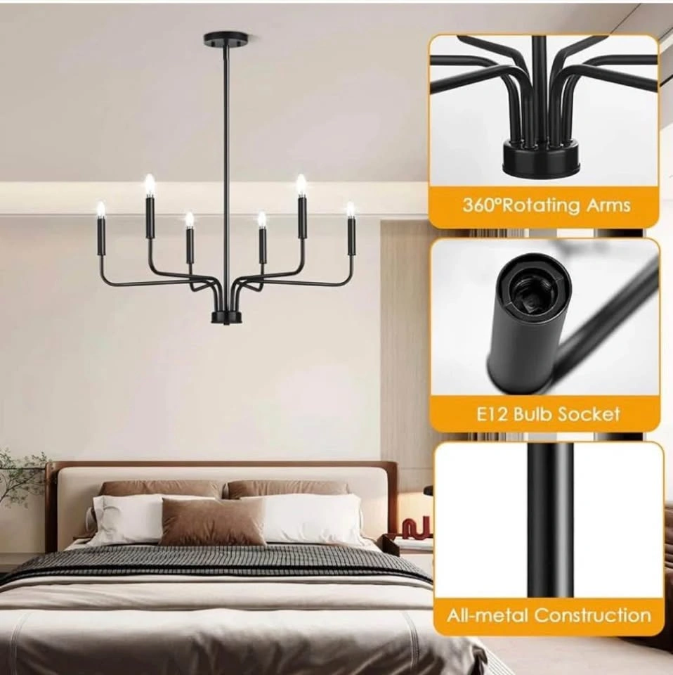 Black Modern Chandelier Adjustable Height - photo 3