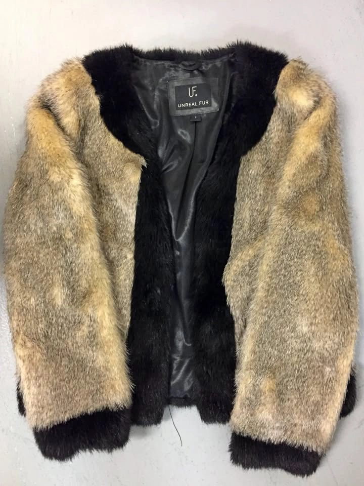 Womens Unreal Fur Faux Fur Jacket - Size Small