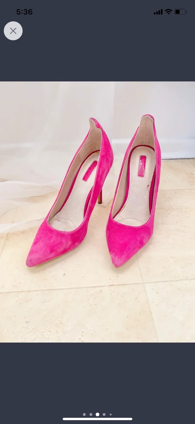 Pink topshop suede heels 7.5 thumbnail