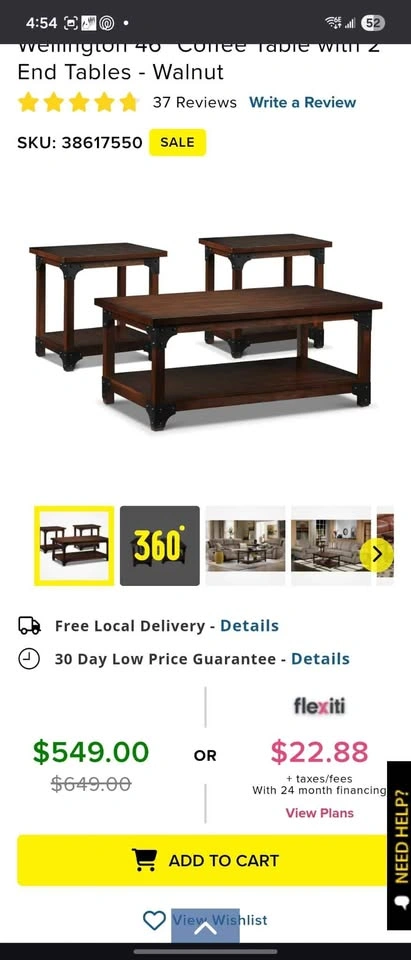 Wellington 46" Coffee Table with 2 End Tables - Walnut - photo 2