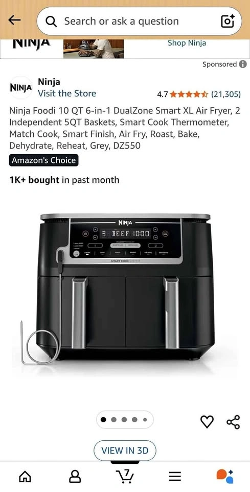 Ninja Foodi 10 QT 6-in-1 DualZone Smart XL Air Fryer