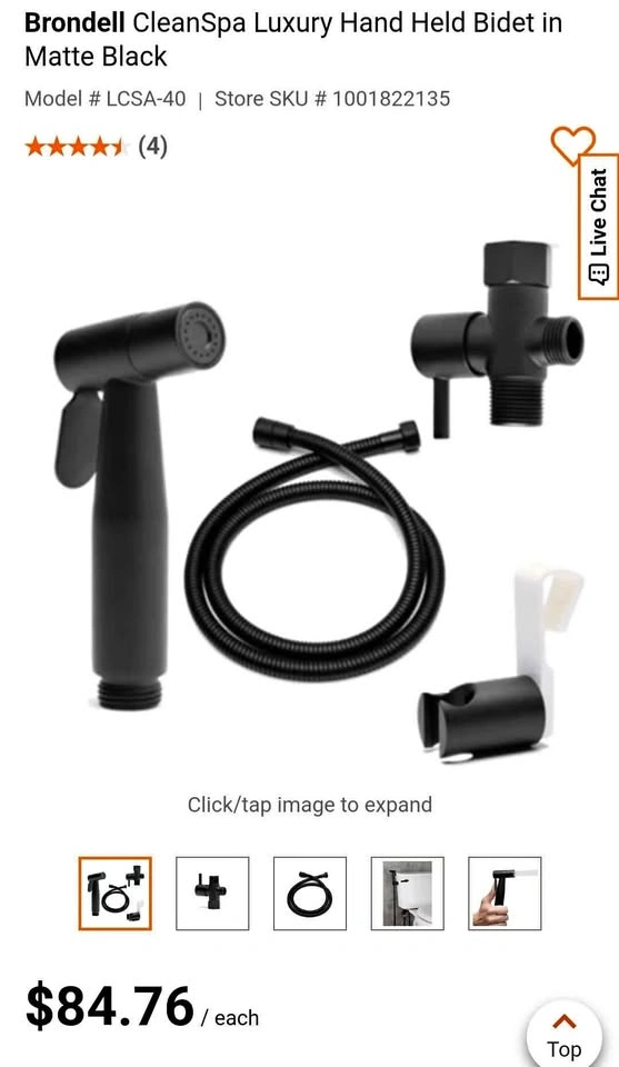 BNIB Brondell CleanSpa Luxury Hand Held Bidet - Matte Black