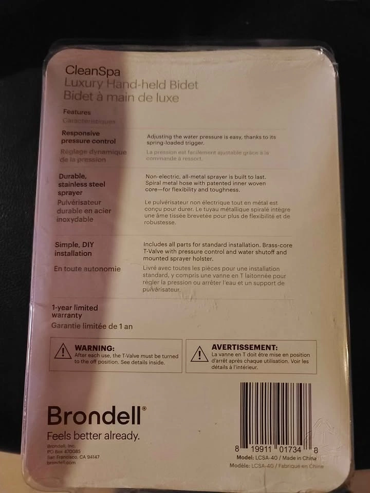 BNIB Brondell CleanSpa Luxury Hand Held Bidet - Matte Black - photo 3