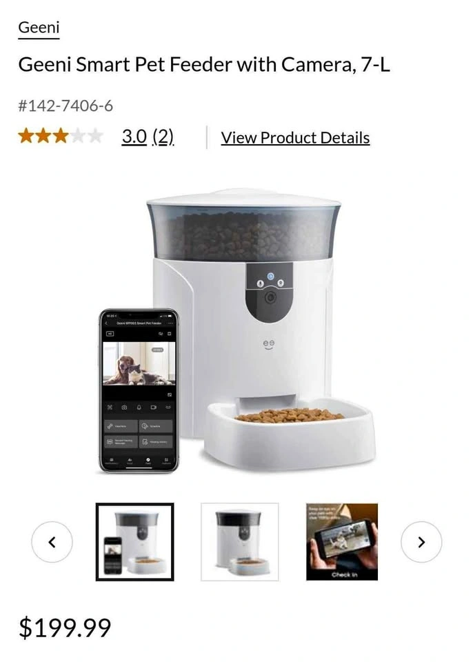 BNIB Geeni Smart Pet Feeder with Camera, 7-L