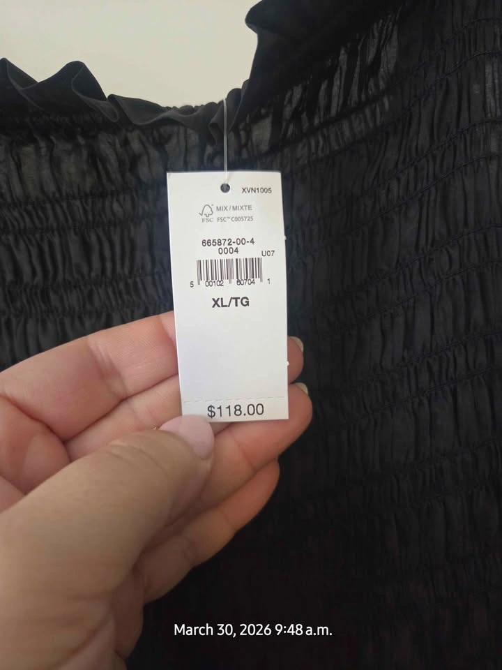 Black Smocked Tiered Maxi Dress XL - photo 2
