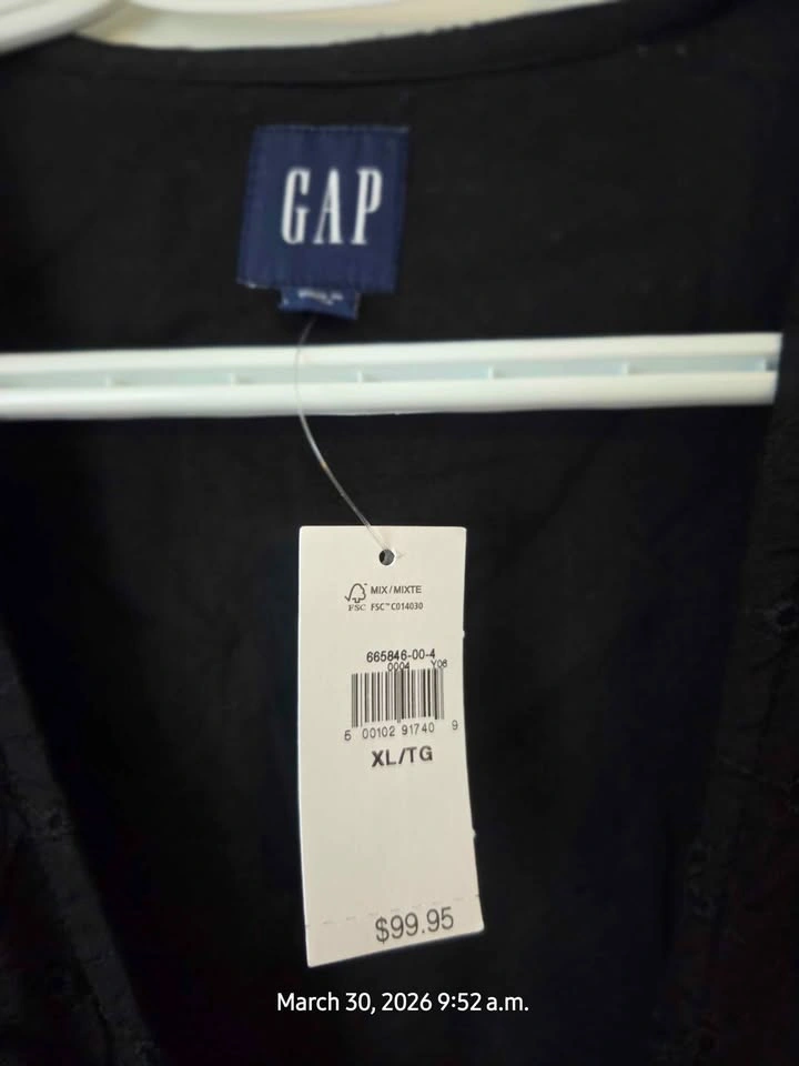 New GAP Black Eyelet Wrap Dress XL/TG - photo 2