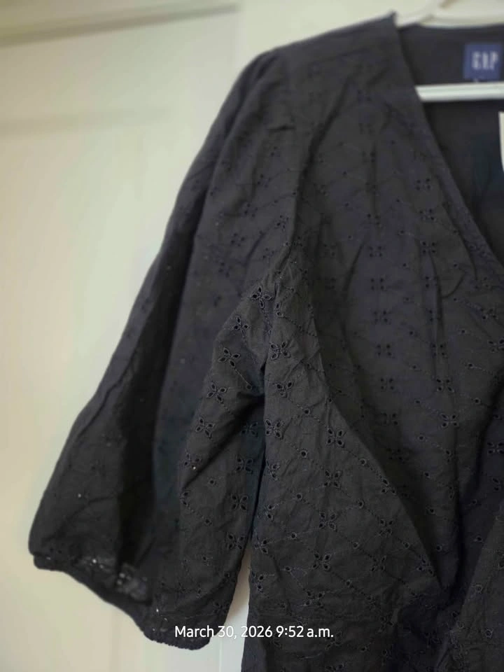 New GAP Black Eyelet Wrap Dress XL/TG - photo 3
