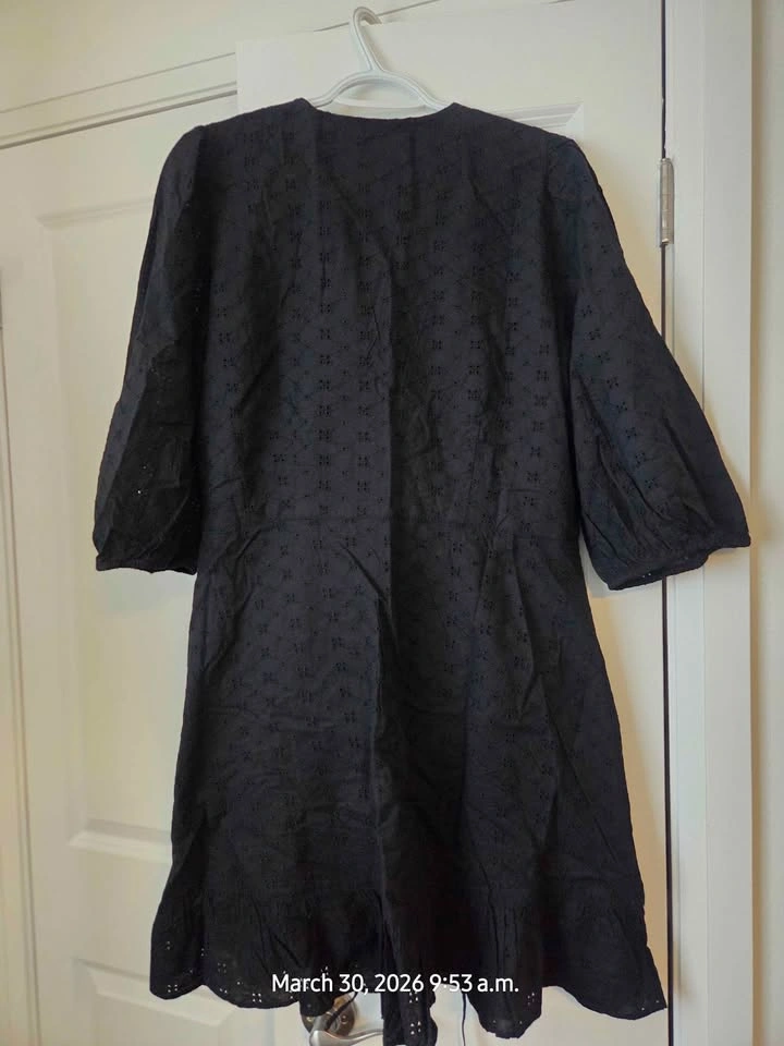 New GAP Black Eyelet Wrap Dress XL/TG - photo 4