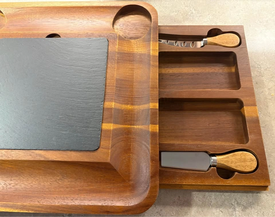 Elegant Acacia Wood Charcuterie Board Set with slide-out drawers - photo 3
