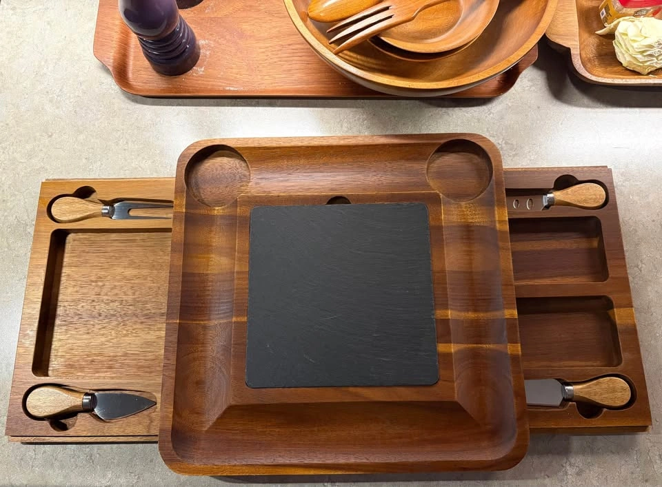 Elegant Acacia Wood Charcuterie Board Set with slide-out drawers - photo 4