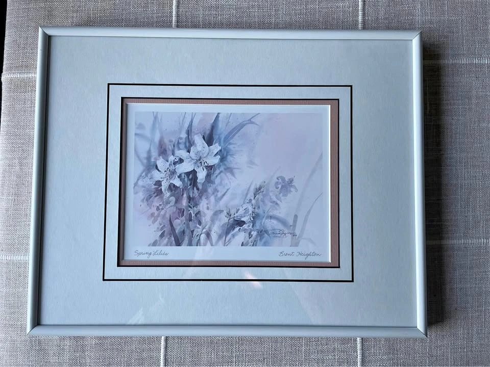Spring Lillies 1983 signed Brent Heighton Original Framed Art