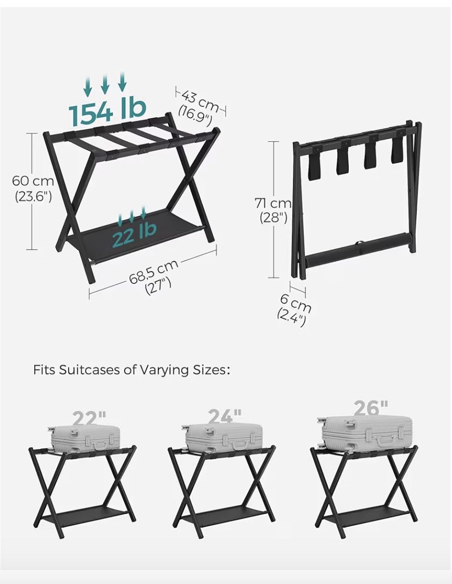 SONGMICS Luggage Rack for Guest Room, Suitcase Stand - photo 2