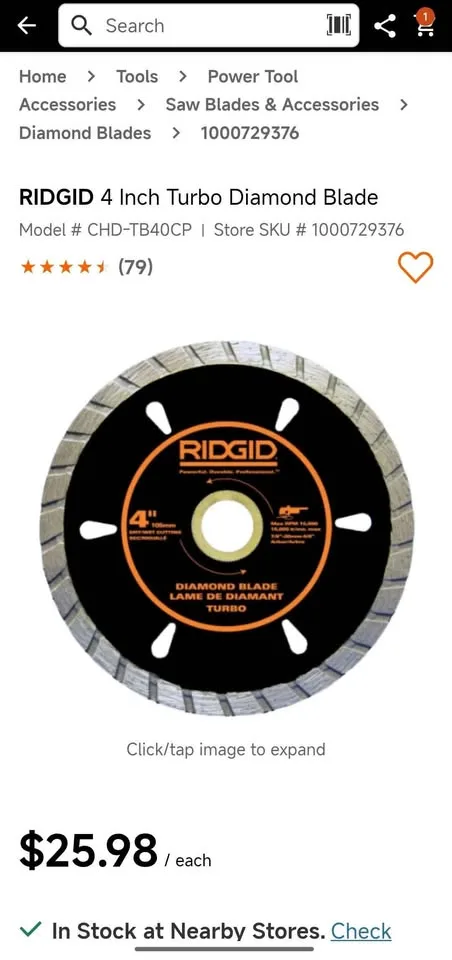 RIDGID 4 Inch Turbo Diamond Blade image indicator(2)
