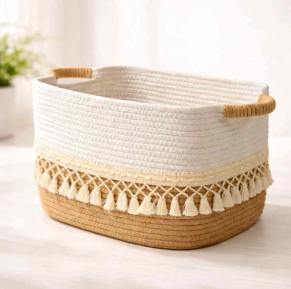 Boho Fringe Storage Basket