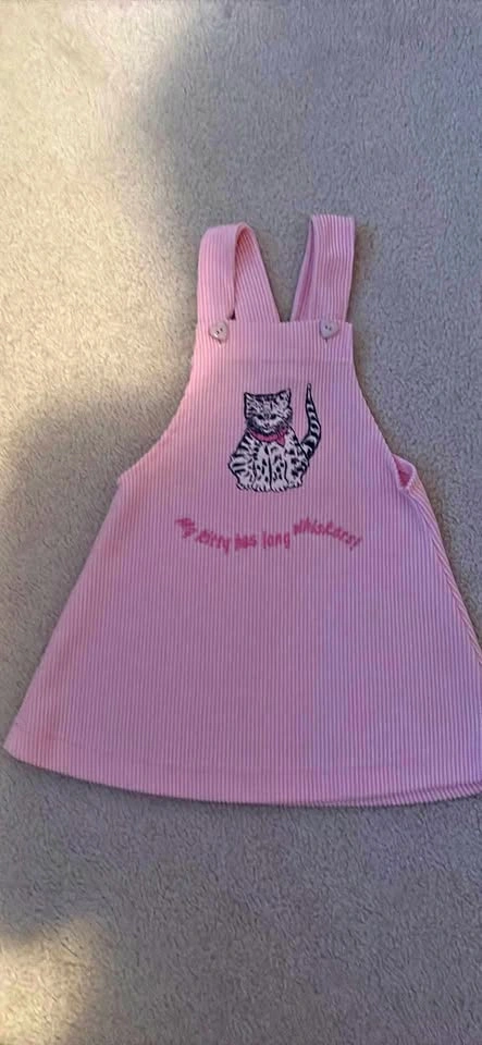 Pink Overall Cat Themed Dress Size 4