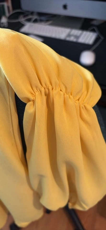 Yellow Blouse with Floral/Butterfly Needlework Size S (fits S/M) - photo 4
