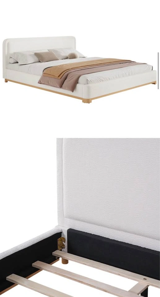 Modern King Size Bed with Boucle Fabric - photo 3