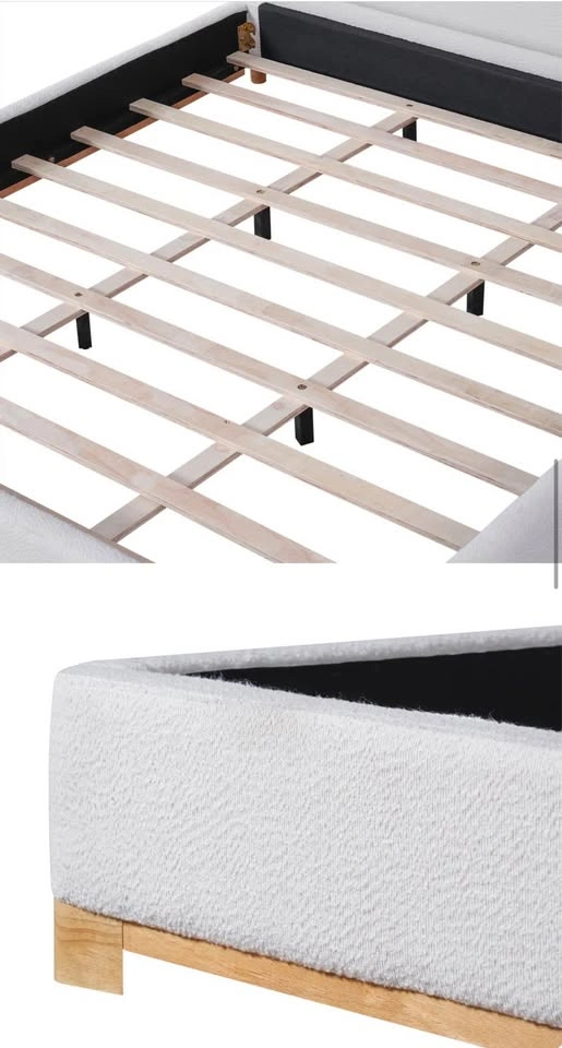 Modern King Size Bed with Boucle Fabric - photo 5