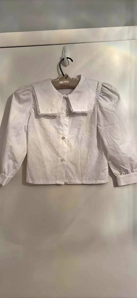 Girls White Blouse with Embroidered Details - Size Small
