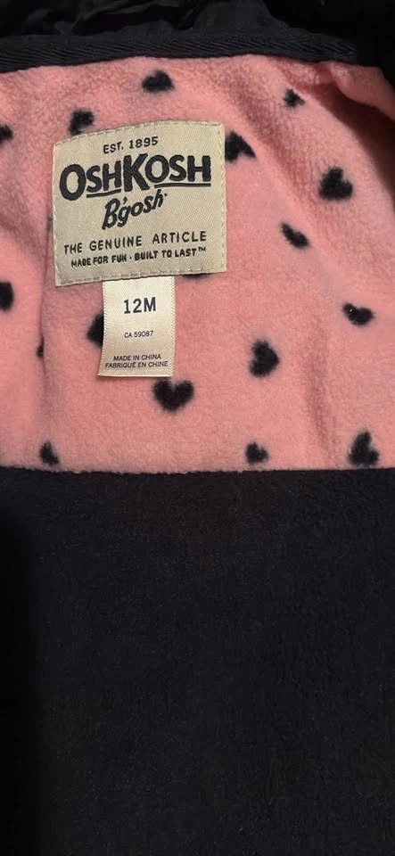 Osh Kosh Navy Fleece Lined Fall Coat size 12 Months - photo 5