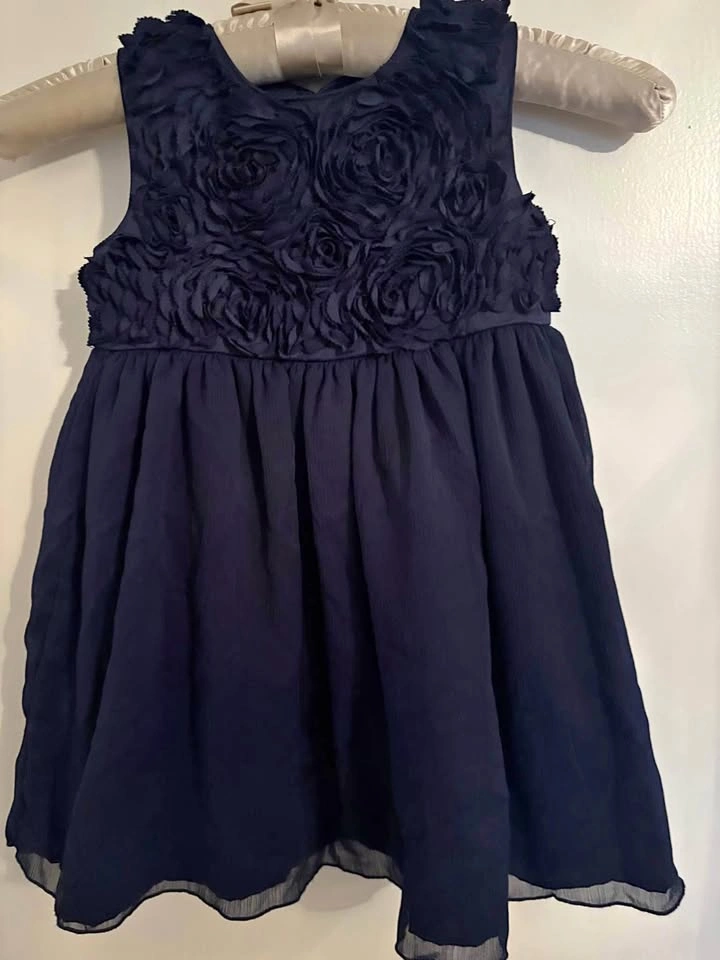 Carter's Holiday Navy Blue Floral Dress 24 Months