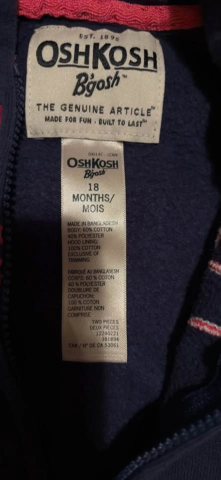 Osh Kosh Navy Hoodie and Sweatpants Set Size 18 months - photo 5