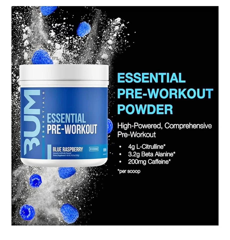 BUM RAW Essentials Pre-Workout Blue Raspberry (30 Servings)